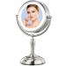 MIRRORMORE 8.5 Large Vanity Mirror with 40 Eye-Care Dimmable LED Lights  1X/10X Magnifying Lighted Makeup Mirror with 3 Colors  Senior Pearl Nickel 360  Rotation Desk Mirror  2 Power Saving Supply