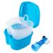 Keedolla Denture Cup Orthodontic Retainer Case Denture Bath Box Dental Mouthguard Case Cleaning with Brush Strainer Basket and Lid Waterproof - Blue
