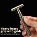 Double Edge Safety Razor - Long Handle Brass Bronze Blade Classic Reusable Manual Razor for Men Shaving - Buy Online on GoSupps.com