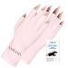 Saviland U V Gloves for Gel Nails - UPF200+ Professional U V Protection Gloves for Manicures Anti UVA & UVB 999+ U V Nail Gloves for Gel Nail Lamp Skin Care Fingerless Gloves Protect Hands(Light Pink) 04-Light Pink
