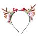 Minkissy Christmas Antler Headband Reindeer Ear Hair Hoop Christmas Floral Hairband Xmas Party Head Piece for Women Girls(Pattern 3)
