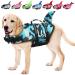 Emust dogs life jacket adjustable small/medium -sized/large dog chimney for water safety pets with a rescue handle safety vest for swimming pool beach blue camouflage L blue (camouflage colors)