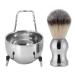 Stainless Steel Shaving Tool Set Shaving Brush + Beard Brush Holder Stand + Shaving Soap Bowl for Beauty Salon(#1)