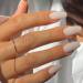 QINGGE White Press on Nails Medium Length Coffin Fake Nails Solid Color Stick on Nails Glue on Nails Glossy Acrylic Nails False Nails for Women 24Pcs A1 Solid White