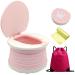 Portable Potty for Toddler Travel, Folding Potty Seat for Kids with Cleaning Bags and Shoulder Bag,Foldable Portable Potty Car Travel Picnic CampingTraining Toilet for Indoor and Outdoor (Baby Pink)