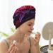 Flower Leaves Purple Red Flower Print Dry Hair Cap for Women Coral Velvet Hair Towel Wrap Absorbent Hair Drying Towel with Button Quick Dry Hair Turban for Travel Shower Gym Salons - Buy Online on GoSupps.com