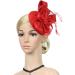 FRCOLOR Feather Fascinator Hat Tea Party Headband for Girls Flower Cocktail Derby Hair Clips for Women Wedding Headwear (Red) - Buy Online on GoSupps.com