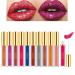 VERONNI Diamond Glitter Lipstick Set 10 Pcs Shimmer High Pigment Lip Gloss Metallic Liquid Lipstick Long Lasting Waterproof Lip Gloss Makeup Kit 10pcs Lip Makeup Gift Set(10pcs together)