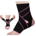 Ankle brace  1PCS Breathable & Comfortable Ankle Braces for Women & Men  Strong Ankle Support Protection  Prevent Re-Injury  Adjustable Compression Ankle Brace for Sprained Ankle and Sports Injuries Pink & black-1 Pack