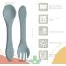 Soft Silicone Baby Feeding Forks and Spoons Set | BPA Free Cutlery for Infants | 4 Piece Pack (Light Green) - Buy Online on GoSupps.com