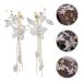Lurrose Rhinestone Flower Hair Clips - Elegant Chinese Tassel Headwear for Women and Girls - Bridal Accessories in White (2pcs) - Buy Online on GoSupps.com