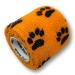 Lisacare pavement roll self -adhering - 4 rolls 5cm wide - fixing bandage for pets & horses - cohesive self -adhering elastic - huge color & motif selection (paw orange) paw orange set of 4