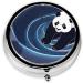 Panda Printed Mini Round Pill Box | 3 Compartment Portable Pill Organizer for Travel & Home Use - Buy Online on GoSupps.com