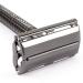 QSHAVE Butterfly Open Long Handle Double Edge Safety Razor Set - Nostalgic Design - Men and Women - 1 Razor + Leather Sleeve + 5 Titanium Coated Blades - Buy Online on GoSupps.com