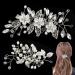 GOIYZTTR 2 Pieces Crystal Vines Flower Leaf Headpieces Bride Wedding Crystal Flower Vines HairPiece Elegant Silver Crystal Hair Accessories Suitable for Women and Girls