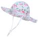 LANGZHEN Beach Sun Protection Hat for Baby Girls Adjustable Toddler Kids Hat Wide Brim Summer Play Hat with Chin Strap flamingo- buff 2-4 Years
