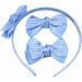 Topkids Accessories Girls Bow Headband Aliceband Gingham Bow Clips Gingham School Hair Accessories School Uniform Hair Set Suitable For Women Ladies Girls (Baby Blue) - Buy Online on GoSupps.com