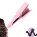 Wave Curling Iron French Egg Curling Iron V Hair Crimper Adjustable Temperature Waver Curling Iron Wand Suitable for Most Hair Types (Pink)