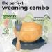 77 Star Bamboo Baby Weaning Set - Suction Bowl, Plate, Spoon & Fork | Non-Slip Baby Feeding Set with Detachable Suction Base | Grey Color - Buy Online on GoSupps.com
