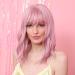 HAIRCUBE 14 Short Curly Bob Wig for Women - High-Quality Synthetic Wig with Bangs in Pink | Lightweight & Stylish - Buy Online on GoSupps.com