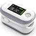 Pulse Oximeter 4 Color OLED Display Oxygen Monitor Fingertip with 20 × Memory Blood Oxygen Saturation Monitor (SpO2) Alarm & Brightness Adjustable Batteries & Lanyard (White)