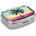 Decorative Tropical Palm Tree Print Pill Box - 2 Compartment Portable Pill Organizer for Medicine - Ideal for Pocket or Purse - Buy Online on GoSupps.com