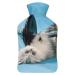Cat Weightlifting Hot Water Bottle With Cover Plush Bed Bottle Hand Warmer For Adults And Children 26.5X15.3cm