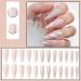 Justotry 24-Piece Marble Stiletto Nails - Peach French Press-On Artificial Nails for Women | Swirl Almond Art Design - Buy Online on GoSupps.com