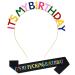 Elehere Black It's My Birthday Sash Tiara Crown Headband Kit for Women Birthday Girls Princess  Summer Happy Birthday Girl Party Gifts Decorations