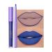 GL-Turelifes 2Pcs Matte Lip Liner & Lip Gloss Kit White Green Black Purple Vampire Lipstick Non-stick cup non-fading Liquid Lipstick long-lasting for Halloween Cosplay (3 Blue)