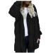 Hanxiulin coat plush jacket hoodie jacket oversize winter coat ladies hoodie hooded sweater windproof coat thick step jacket breathable hooded tops women xl black