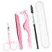Lasnten DIY Eyelash Applicator Tool Set Lash Tweezers for Eyelash Extensions Stainless Steel False Eyelash Scissors Lash Cluster Tweezer Eyebrow Curler Lash Brush with Box(Pink)