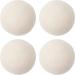 Wool Dryer Balls Tumble Dryer Balls Pack of 4 XL- Fabric Softening Handmade Reusable Organic Wool Laundry Balls Reduce Drying Time Noise Wrinkles Free with No Bad Odor White