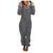 Haiorziyou women jumpsuit onesie plush cozy teddy fleece pajamas one -piece winter warm overall with hooded zipper fluffy house suit long sleep overall soft pajama pajamas 4xl 1#gray
