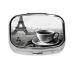 Parisian Coffee Eiffel Tower Printing 2 Compartment Small Pill Case Cute Small Pill Box Purse Pill Boxs Travel Pill Organizer for Pocket Purse and Travel Gifts