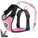 Eyin dog harness with seat belt for car 2 carabin hooks-combined with seat belt buckle child safety seat or trunk adjustable breathable dishes (pink l) pink l