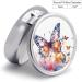 Round Pill Box with Watercolor Butterfly Print - 3 Compartment Medicine Organizer | Decorative Metal Portable Pill Case - Buy Online on GoSupps.com