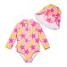 BONVERANO Baby Girls Swimsuit Toddler Bathing Suit Long-Sleeve Zipper One Piece Swimwear with UPF 50+ Sun Protection 9-12 Months Star Fish