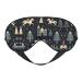 House Deer Tree Christmas Print Unisex Sleep Eye Mask Soft Comfort Eye Shade Cover for Travel/Yoga/Shift Work Black