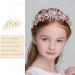 IYOU Flower Girl Headband Pink Floral Headpiece Pearl Leafs Commmunion Hair Vines Bridal Wedding Hair Accessories for Girls - Buy Online on GoSupps.com