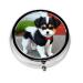 Black and White Puppyround Pill Box 3 Compartment Round Pill Box Organizer Portable Travel Pill Box for Traveling.