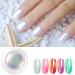 Nail Art Powder Holographic Pearl Nail Powder Art Pigment Powder with Sponge Stick Mirror Effect Pigment Manicure Glitter for DIY Nail Decoration - Buy Online on GoSupps.com