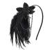 1920s Rhinestone Flapper Headbands Feather Beaded Headpiece Roaring 20s Hair Bands Art Deco Party Hairbands Great Hair Accessories with Chain Black