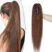 SEGO ponytail extension real hair ponytail braid clip in hair part hair extension 100% remy hair with clip medium brown#4 14 "(35cm) -105g 35 cm medium brown#4