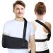 HKJD Arm Sling Shoulder with Back Belt Men & Women Shoulder Immobilizer Stabilizer for Elbow Lightweight Arm Support Brace Strap for Broken Fractured(Black Small)