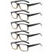 Eyekepper 5 pieces Classic Spring Hinge Reading Glasses Sun Reading Glasses Black/Yellow 5 pieces Transparent Lens 0.5 diopters