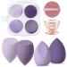 AUAUY 6 Pcs Makeup Sponges Blender Set 4 Pcs Professional Beauty Sponge Foundation Blending Blender with 1 Sponge Holder 1Powder Puff Multi-colored Makeup Sponges for Cream Liquid and Powder 4pcs-Purple