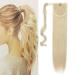 Silk-co 26" Wrap Around Ponytail Hair Extension Clip in/on Pony Tail Straight Synthetic Hairpiece for Women #Bleach Blond 26 Inch Bleach Blond
