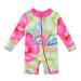 HUAANIUE Baby Girls Shortsleeve One Piece Zipper Swimsuit 6Month-3Year UPF 50+ Sun Protection Swimming Costume 1-2 Years 07 Greenhotpink Swimwear