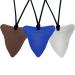Ausbay Sensory Chew Necklaces Silicone Shark Tooth Pendant Chewable Jewelry for Boys Girls Kids Adults with Anxiety SPD ADHD Teething Autism and Oral Motor Needs(3 Pack) Brown+Blue+White